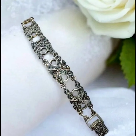 🌺Vintage Sterling Marcasite Bracelet - Picture 7 of 10